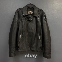 Harley Davidson L man black willie G skull logo leather jacket biker motorcycle