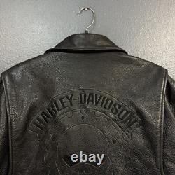 Harley Davidson L man black willie G skull logo leather jacket biker motorcycle