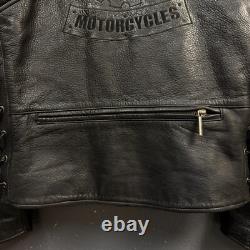 Harley Davidson L man black willie G skull logo leather jacket biker motorcycle