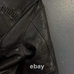 Harley Davidson L man black willie G skull logo leather jacket biker motorcycle