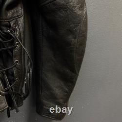 Harley Davidson L man black willie G skull logo leather jacket biker motorcycle