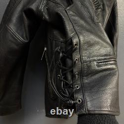 Harley Davidson L man black willie G skull logo leather jacket biker motorcycle