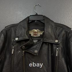 Harley Davidson L man black willie G skull logo leather jacket biker motorcycle