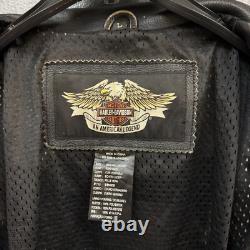 Harley Davidson L man black willie G skull logo leather jacket biker motorcycle