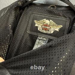 Harley Davidson L man black willie G skull logo leather jacket biker motorcycle