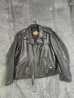 Harley Davidson Leather Biker Motorcycle Jacket Made In USA 03402 Men's Size XL