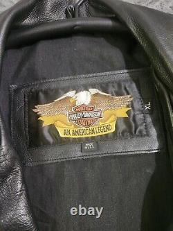 Harley Davidson Leather Biker Motorcycle Jacket Made In USA 03402 Men's Size XL