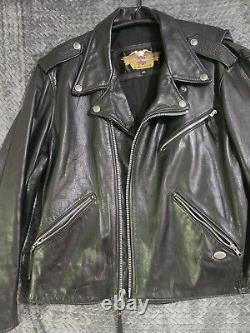 Harley Davidson Leather Biker Motorcycle Jacket Made In USA 03402 Men's Size XL