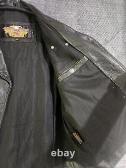 Harley Davidson Leather Biker Motorcycle Jacket Made In USA 03402 Men's Size XL