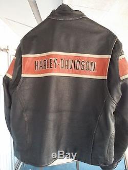 Harley Davidson Leather Jacket 2XL Worn Distressed #1 Racing P/N 98105-00VM