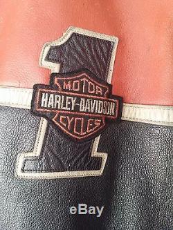 Harley Davidson Leather Jacket 2XL Worn Distressed #1 Racing P/N 98105-00VM