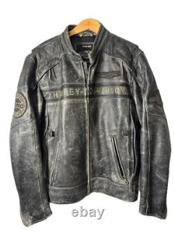 Harley Davidson Leather Jacket Large Distressed HEAVY
