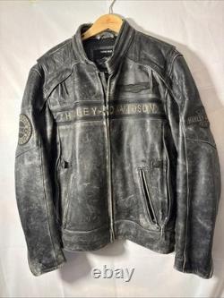 Harley Davidson Leather Jacket Large Distressed HEAVY