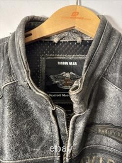 Harley Davidson Leather Jacket Large Distressed HEAVY