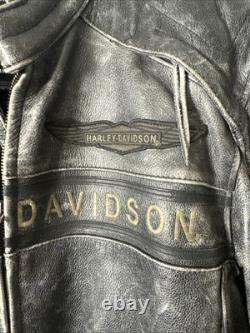 Harley Davidson Leather Jacket Large Distressed HEAVY