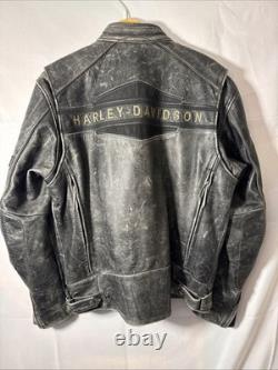 Harley Davidson Leather Jacket Large Distressed HEAVY