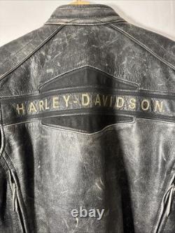Harley Davidson Leather Jacket Large Distressed HEAVY