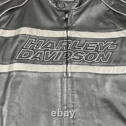 Harley-Davidson Leather Jacket Mens 2XL Black Motorcycle Reflective 98013-10VM