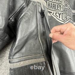 Harley-Davidson Leather Jacket Mens 2XL Black Motorcycle Reflective 98013-10VM