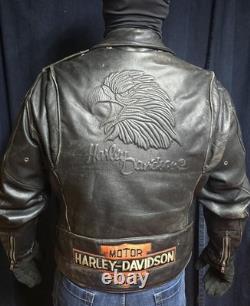 Harley Davidson Leather Jacket Mens Large Black Leather Motorcycle