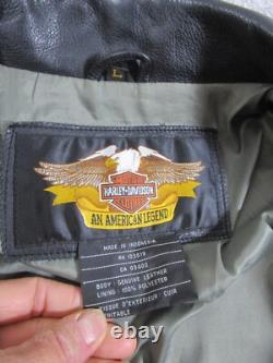 Harley Davidson Leather Jacket Mens Large Black Leather Motorcycle