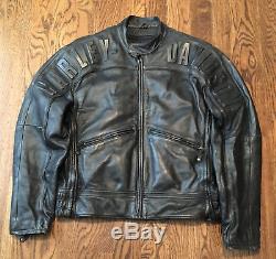 Harley Davidson Leather Jacket Mens Large Cafe Racer Zip Out Liner Motorcycle