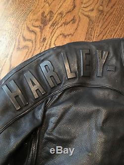 Harley Davidson Leather Jacket Mens Large Cafe Racer Zip Out Liner Motorcycle