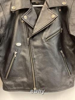 Harley-Davidson Leather Jacket Mens Medium Black Motorcycle Asymmetrical Zip