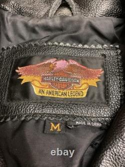 Harley-Davidson Leather Jacket Mens Medium Black Motorcycle Asymmetrical Zip