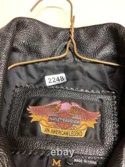 Harley-Davidson Leather Jacket Mens Medium Black Motorcycle Asymmetrical Zip