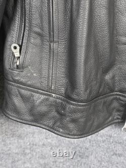 Harley Davidson Leather Jacket Mens XL Black Orange Racing Motorcycle Moto
