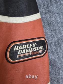 Harley Davidson Leather Jacket Mens XL Black Orange Racing Motorcycle Moto Harley Davidson Leather Jacket Mens XL Black Orange Racing Motorcycle Moto