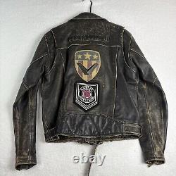 Harley Davidson Leather Jacket Metal Plaque. Distressed Leather. Size Medium