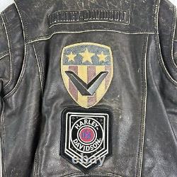 Harley Davidson Leather Jacket Metal Plaque. Distressed Leather. Size Medium