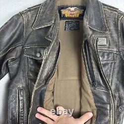 Harley Davidson Leather Jacket Metal Plaque. Distressed Leather. Size Medium
