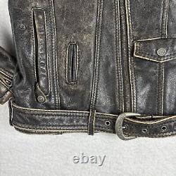 Harley Davidson Leather Jacket Metal Plaque. Distressed Leather. Size Medium