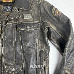 Harley Davidson Leather Jacket Metal Plaque. Distressed Leather. Size Medium