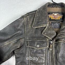 Harley Davidson Leather Jacket Metal Plaque. Distressed Leather. Size Medium