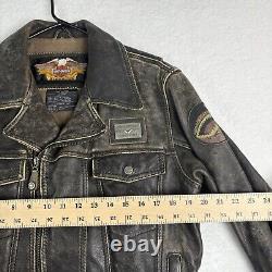 Harley Davidson Leather Jacket Metal Plaque. Distressed Leather. Size Medium