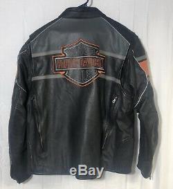 Harley-Davidson Leather Men's Rumble Colorblocked Black Riding Jacket Sz 2XL