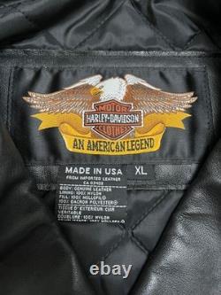 Harley Davidson Leather Motorcycle Biker Jacket Made in USA Men's Size XL