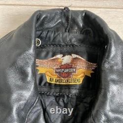 Harley-Davidson Leather Motorcycle Biker Jacket Men's Size Medium Black