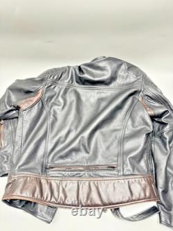 Harley Davidson Leather Motorcycle Jacket Medium Black Belted Biker