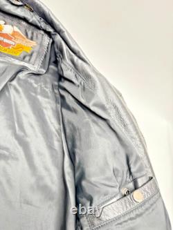 Harley Davidson Leather Motorcycle Jacket Medium Black Belted Biker