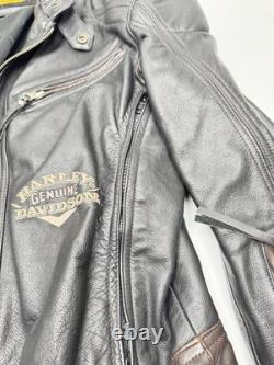 Harley Davidson Leather Motorcycle Jacket Medium Black Belted Biker