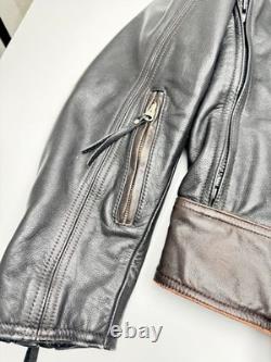 Harley Davidson Leather Motorcycle Jacket Medium Black Belted Biker