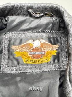 Harley Davidson Leather Motorcycle Jacket Medium Black Belted Biker