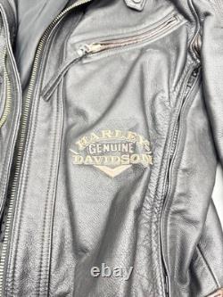 Harley Davidson Leather Motorcycle Jacket Medium Black Belted Biker