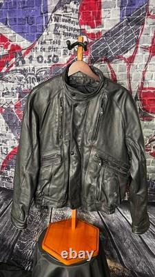 Harley-Davidson Leather Motorcycle Jacket Men's 46 Black Cafe Racer Made in Kore
