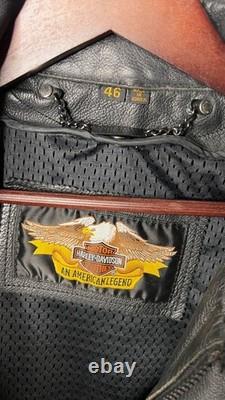 Harley-Davidson Leather Motorcycle Jacket Men's 46 Black Cafe Racer Made in Kore